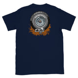 Rolling Classic Rally Wheel T-Shirt (two sided design)