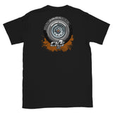 Rolling Classic Rally Wheel T-Shirt (two sided design)