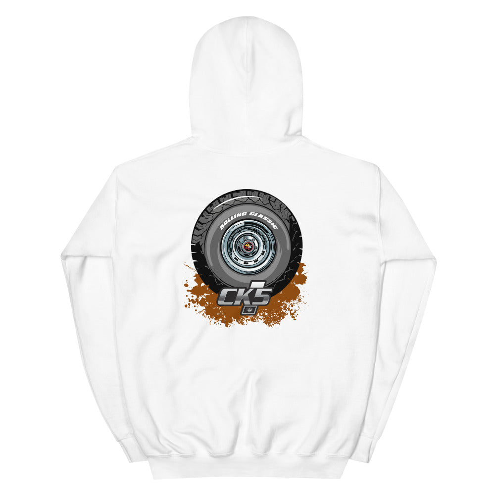 Rolling Classic Rally Wheel Hooded Sweatshirt (two sided design)